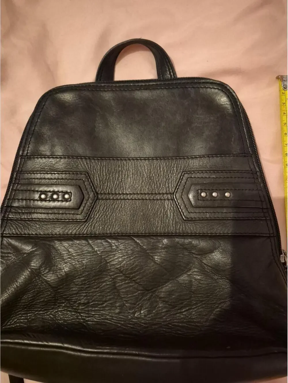 Authentic VTG Rolfs Black Leather Bacpack Purse Satchel Bag 10×10" - Picture 4 of 9